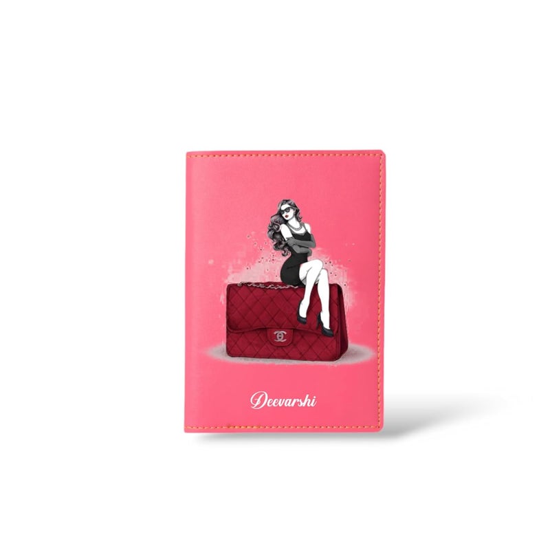 THE CUSTOMISED GIFT Unisex Passport Cover for Men & Women | Printed, Classy & Stylish | Vegan Leather Passport Cover for Travel UV Pink - Image 1