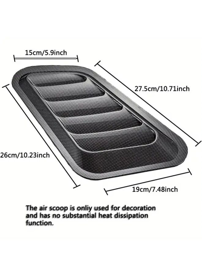 غطاء تهوية غطاء المحرك للسيارات مجموعة من قطعتين عالمي من ألياف الكربون ABS مجموعة تعديل سحب الهواء مع لاصق مقاوم لدرجات الحرارة العالية لوحة توجيه تدفق تبديد الحرارة مناسبة للشاحنات وسيارات الدفع الرباعي والسيارات ترقية المظهر من ألياف الكربون - Image 2