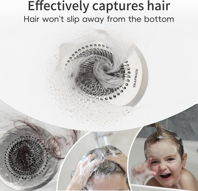 TRAPMATE Shower Drain Hair Catcher, 4.4" Easy Clean Bathtub Drain Hair Catcher, Anti-Slip Bath Tub Drain Protector, Upgraded 304 Stainless Steel Shower Sink Drain Cover for Bathroom (Patented Product) - Image 3