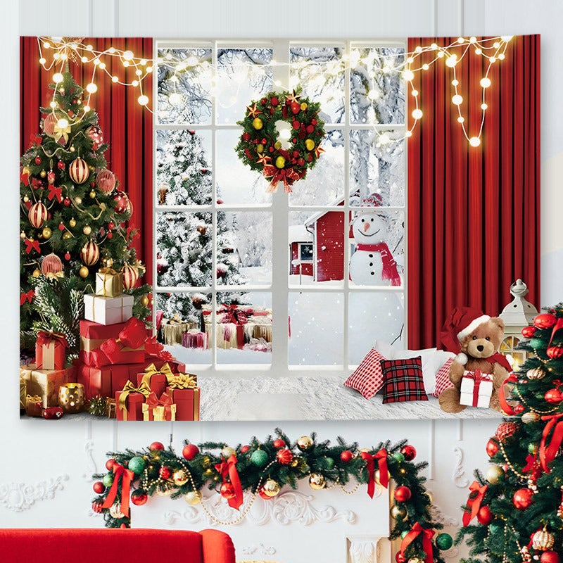 New Christmas Tree Window Background Cloth Ins Style Fresh Bedroom Bedside Dormitory Rental Renovation B & B Decorative Wall - Image 3