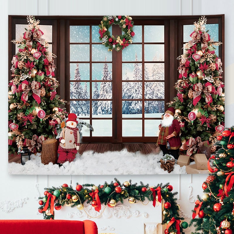 New Christmas Tree Window Background Cloth Ins Style Fresh Bedroom Bedside Dormitory Rental Renovation B & B Decorative Wall - Image 5
