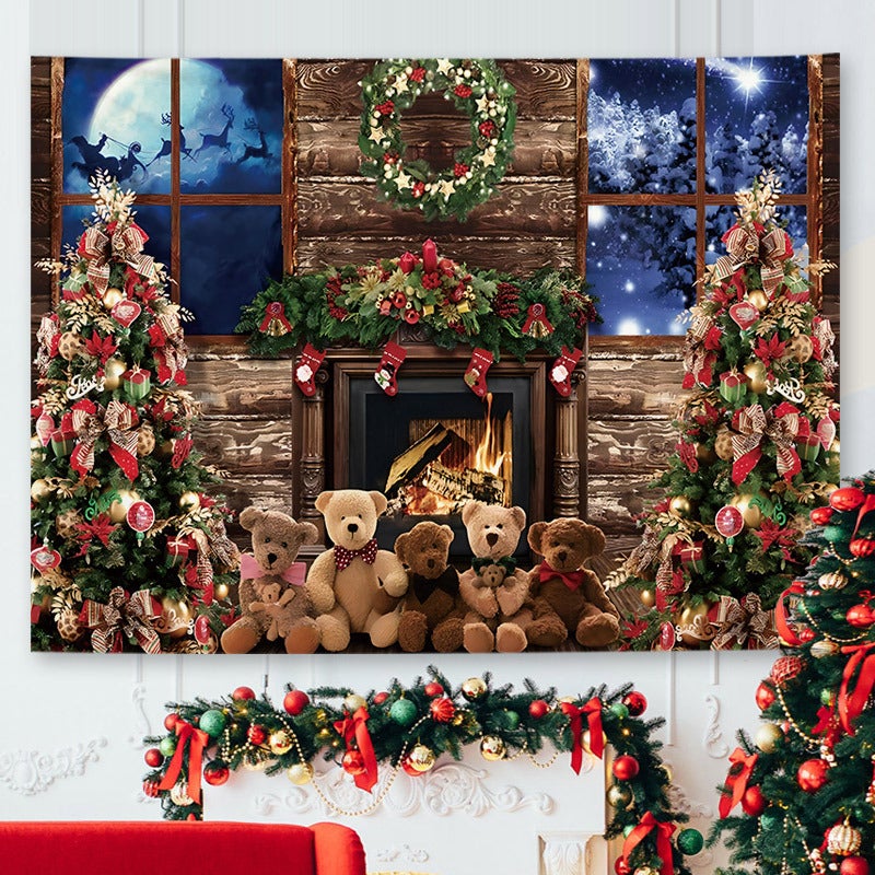 New Christmas Tree Window Background Cloth Ins Style Fresh Bedroom Bedside Dormitory Rental Renovation B & B Decorative Wall - Image 1
