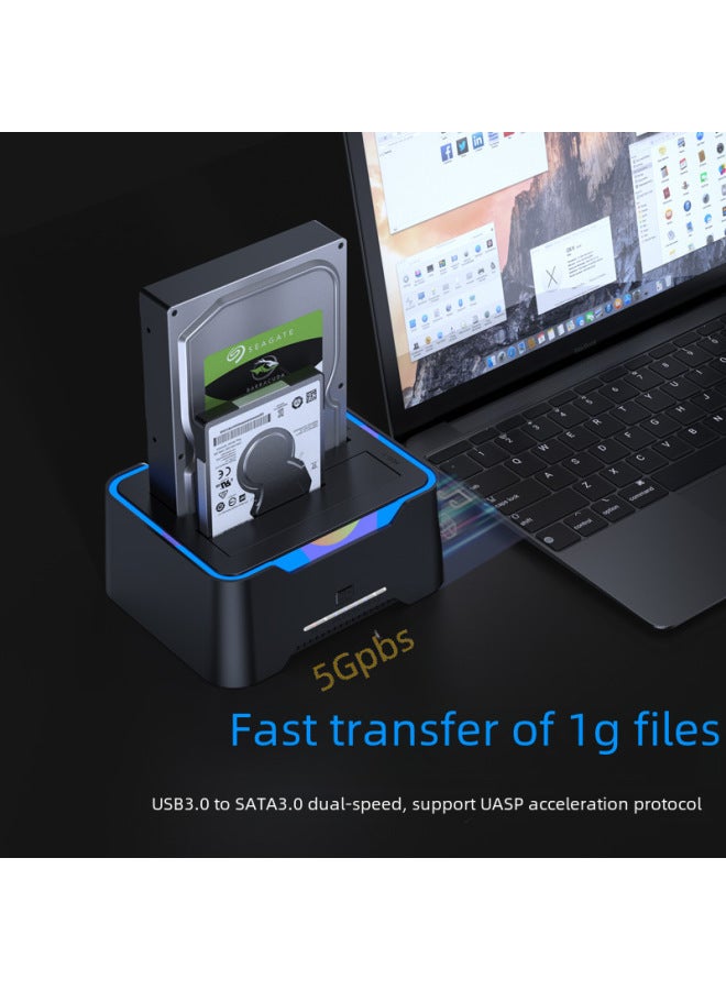 2.5/3.5 Inch Dual-disk Hard Drive Base Usb3.0 Multi-function Offline Copy Mobile Hard Drive Box Base-Color:D25-RGB Lamp Effect Type-c3.1 - Image 4