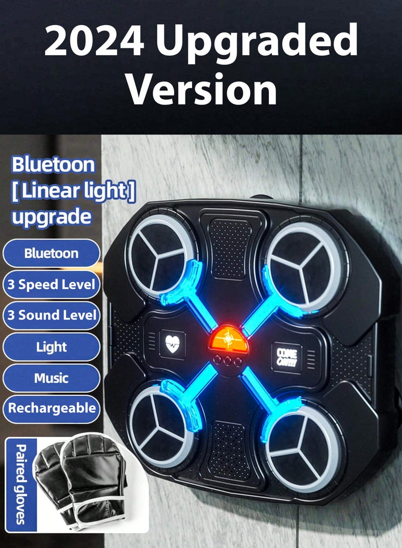 Interactive Bluetooth Kids Music Boxing Machine with Adjustable Height, Smart Reaction Training Modes, Wall-Mounted Punching Pad for Boys and Girls Ages 3-14, Educational Sports Toy with EVA Foam, Gloves, and Velcro for Home Gym Workouts and Fitness Fun
