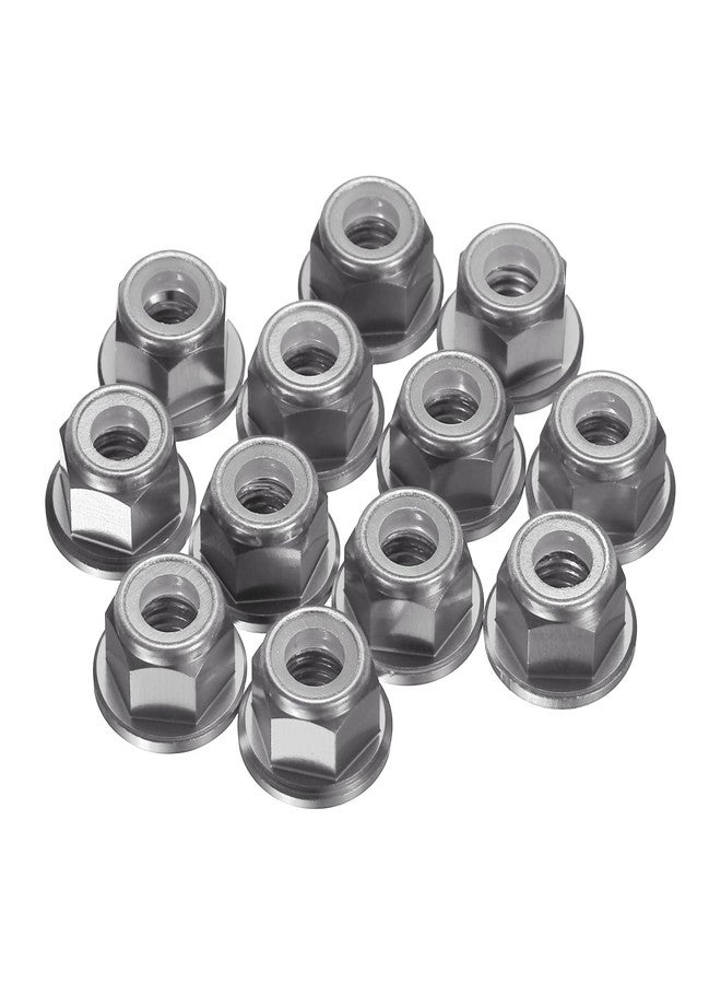 MECCANIXITY 12 Pcs M5x0.8mm Aluminum Alloy Lock Nuts Flange Nut Gray - Image 1
