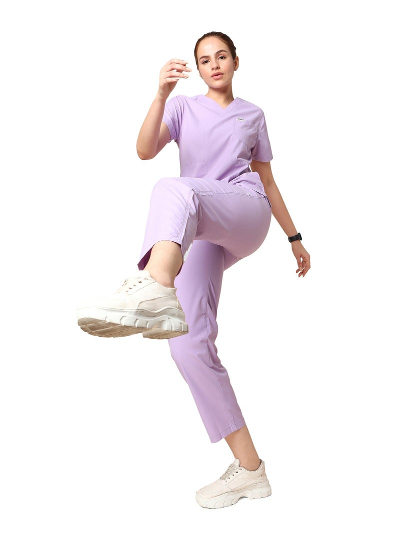 Knya Scrub Suit for Men | 5 Pockets | Wine XS & Knya Scrub Suit for Women | 5 Pockets | Pastel Lilac XS Bundle - Image 3