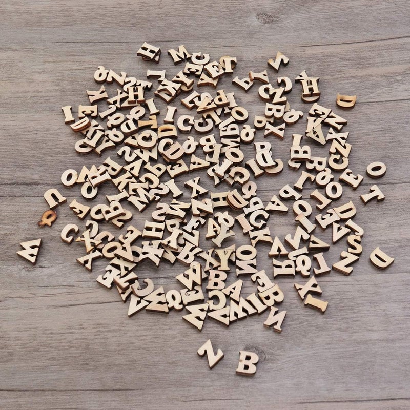 comfrt 100pcs 15mm Wood Alphabet Letters for DIY Craft Natural A-Z Wood Pieces Unfinished Wood Slice Shapes for DIY Craft - Image 2