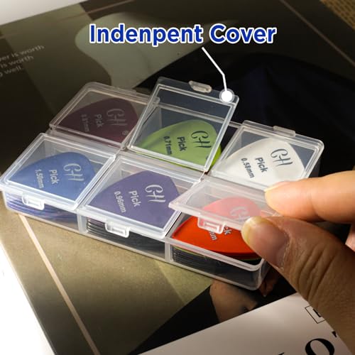 CollectHall Guitar Pick Holder, 6 Grid Guitar Pick Case, 60 Capacity, Guitar Pick Storage Box, Individual Lid, Box Only - Image 5