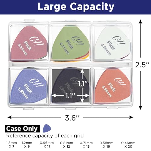 CollectHall Guitar Pick Holder, 6 Grid Guitar Pick Case, 60 Capacity, Guitar Pick Storage Box, Individual Lid, Box Only - Image 3