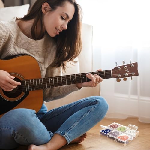 CollectHall Guitar Pick Holder, 6 Grid Guitar Pick Case, 60 Capacity, Guitar Pick Storage Box, Individual Lid, Box Only - Image 2