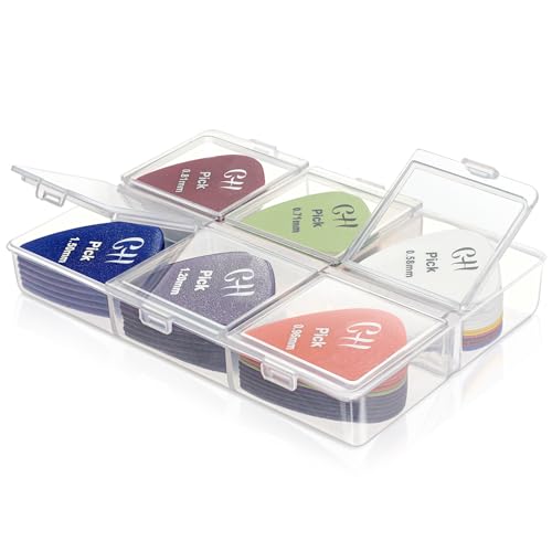 CollectHall Guitar Pick Holder, 6 Grid Guitar Pick Case, 60 Capacity, Guitar Pick Storage Box, Individual Lid, Box Only - Image 1