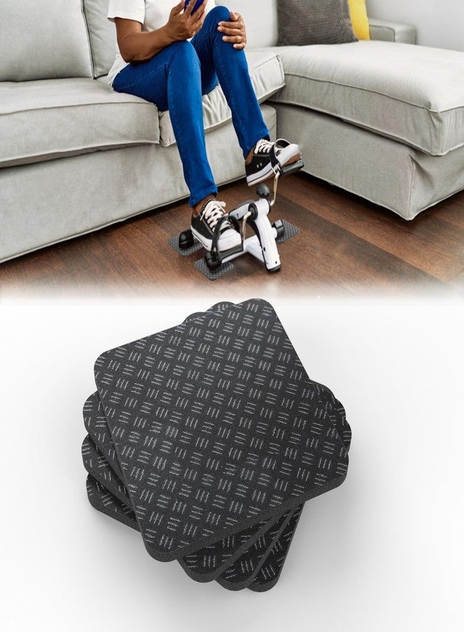 J Bryant Anti-Slip Equipment Mats for Under Desk Pedal Exerciser 4 Pack 4" x 4" x 0.2" Double-Sided Silicone Pads Durable Floor Protectors for Elliptical Machines Leg Exercisers Treadmills - Image 1