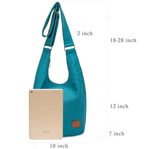 Coton Pose Hippie Crossbody Bag Top Zip Large Size Canvas Sling Bag Jacquard cloth Handmade Bags (Peacock blue) - Image 4