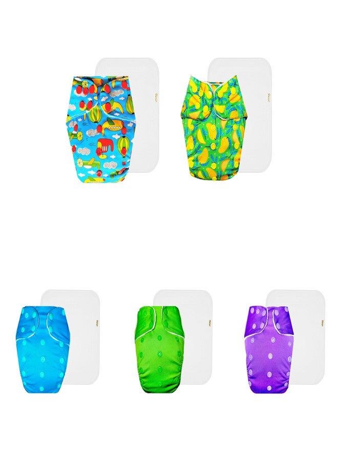 حفاضات دمبلدو القماشية الممتازة مع حشوة قطنية (عبوة من 5) | شعور بالجفاف والراحة | وسادة ماصة من 6 طبقات | سريعة الجفاف | موثوق بها من قبل الأمهات | من 3 أشهر إلى 3 سنوات | للجنسين - Image 1