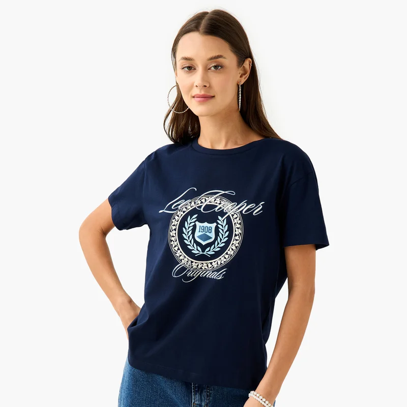 Lee Cooper Lee Cooper Graphic Print T-shirt with Crew Neck