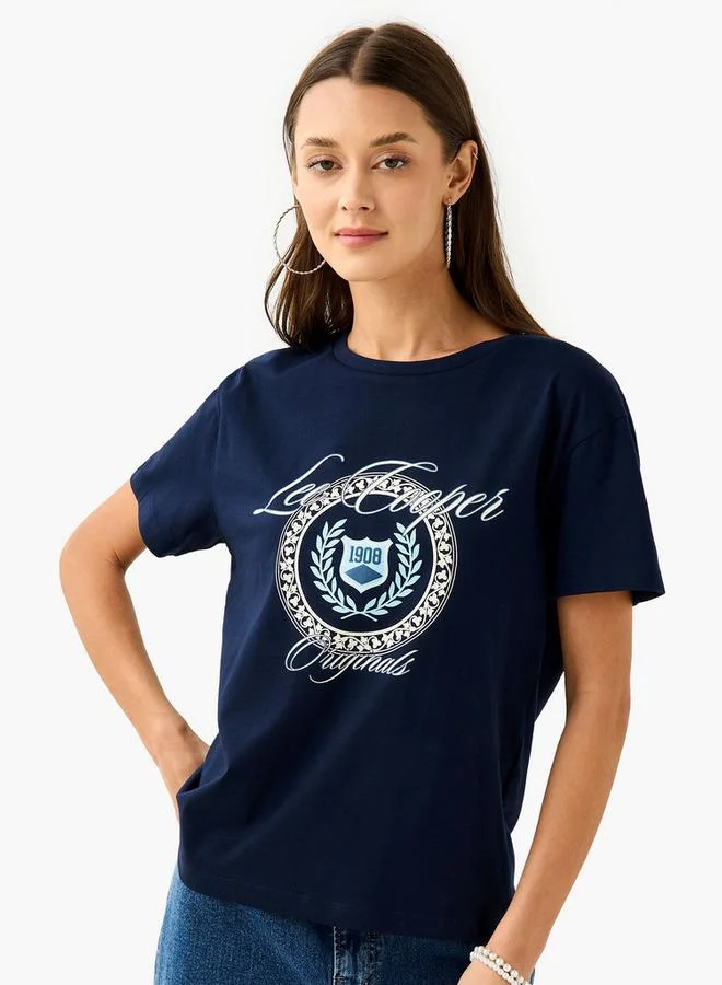 Lee Cooper Graphic Print T-shirt with Crew Neck