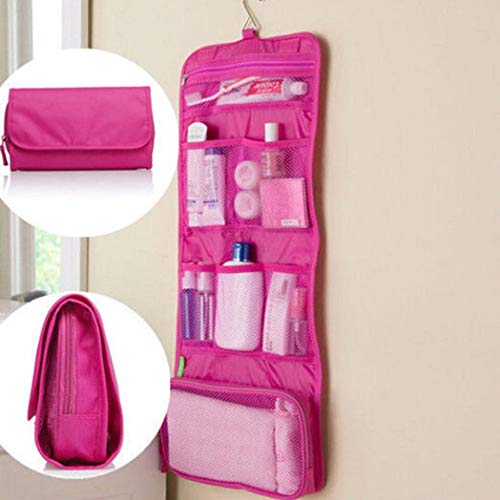 JEEJEX Cosmetic Bag Stylish Bathroom Organizer Foldable Polyester Toiletry Cosmetic Wall Hanging Storage Bag Closet Organizer Pouches with Hangers Holder - Image 2