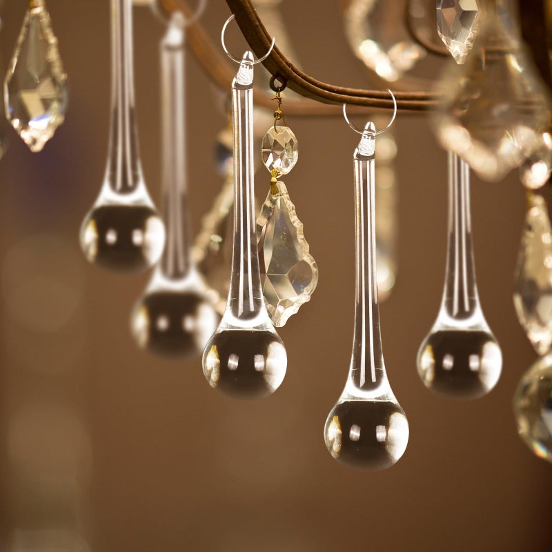 Whaline 60Pcs Christmas Crystal Ornaments 3 Inch Clear Teardrop Chandelier Decor Glass Hanging Ornaments for Xmas Tree Party Home Decor - Image 4