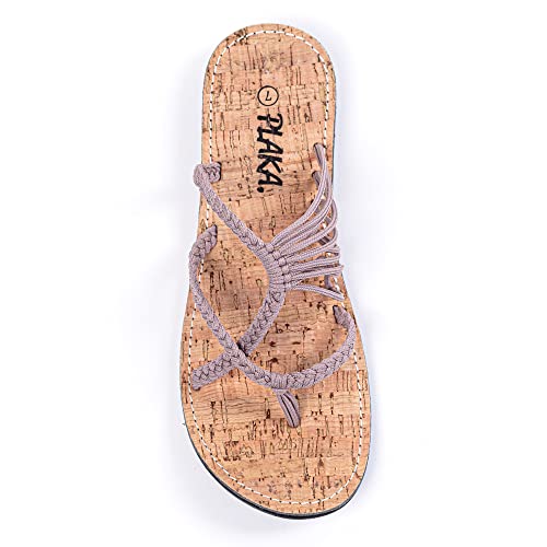 Plaka Oceanside Flat Summer Sandals for Women | Flip flops for the Beach, Walking & Dressy Occasions | Brazilian Sand | Size 8 - Image 1