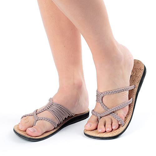 Plaka Oceanside Flat Summer Sandals for Women | Flip flops for the Beach, Walking & Dressy Occasions | Brazilian Sand | Size 8 - Image 4
