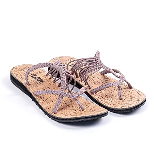 Plaka Oceanside Flat Summer Sandals for Women | Flip flops for the Beach, Walking & Dressy Occasions | Brazilian Sand | Size 8 - Image 2