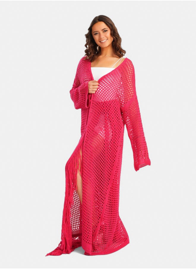 Clue Long Kimono with Fishnet Pattern  - Image 1
