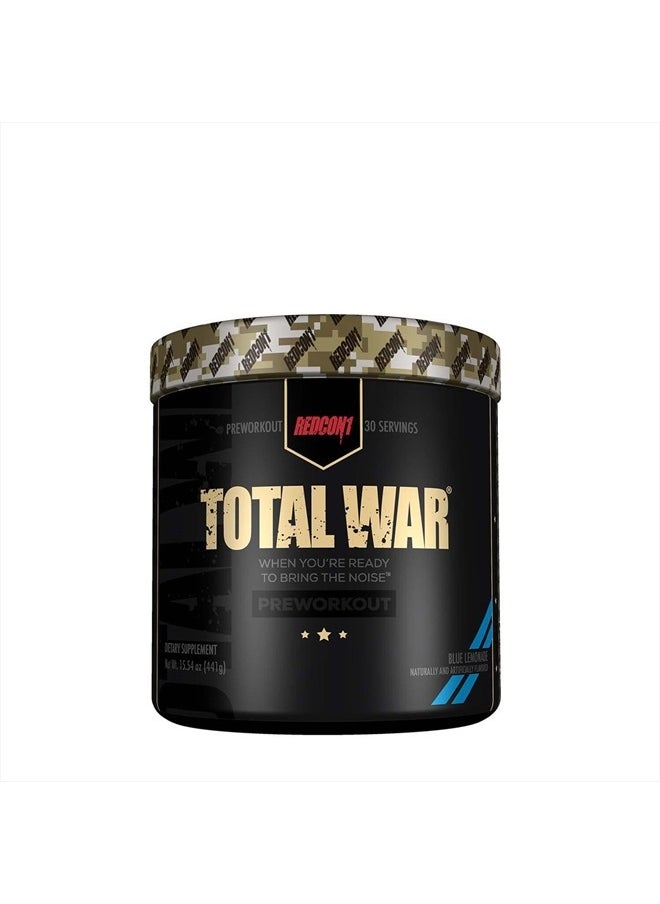 REDCON1 - Total War Pre Workout Powder, Blue Lemonade - Beta Alanine + Citrulline Malate Keto Friendly Preworkout for Men & Women with 320mg of Caffeine - Fast Acting (30 Servings) - Image 1
