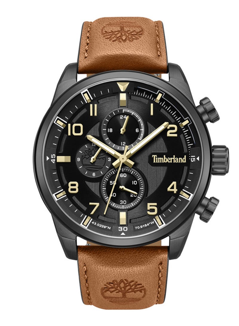 Timberland Men Henniker II Black Dial Leather Strap Multifunction Watch for Men, 46mm - Image 1