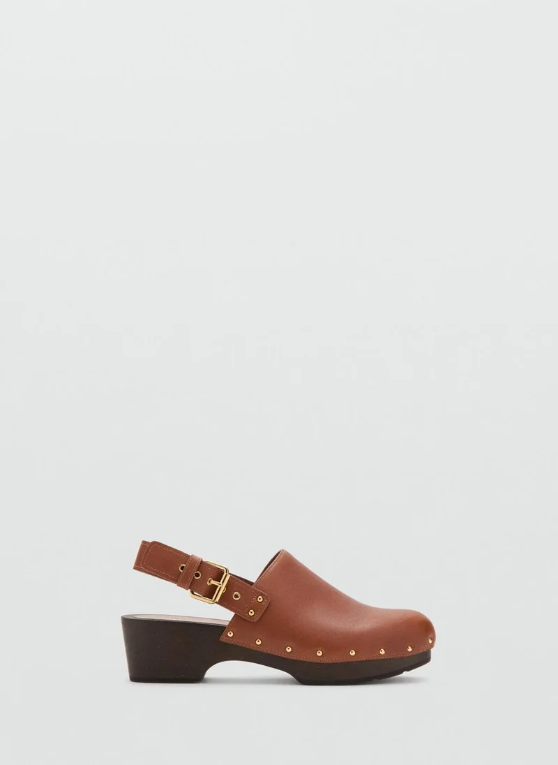 مانجو Leather Heeled Clogs