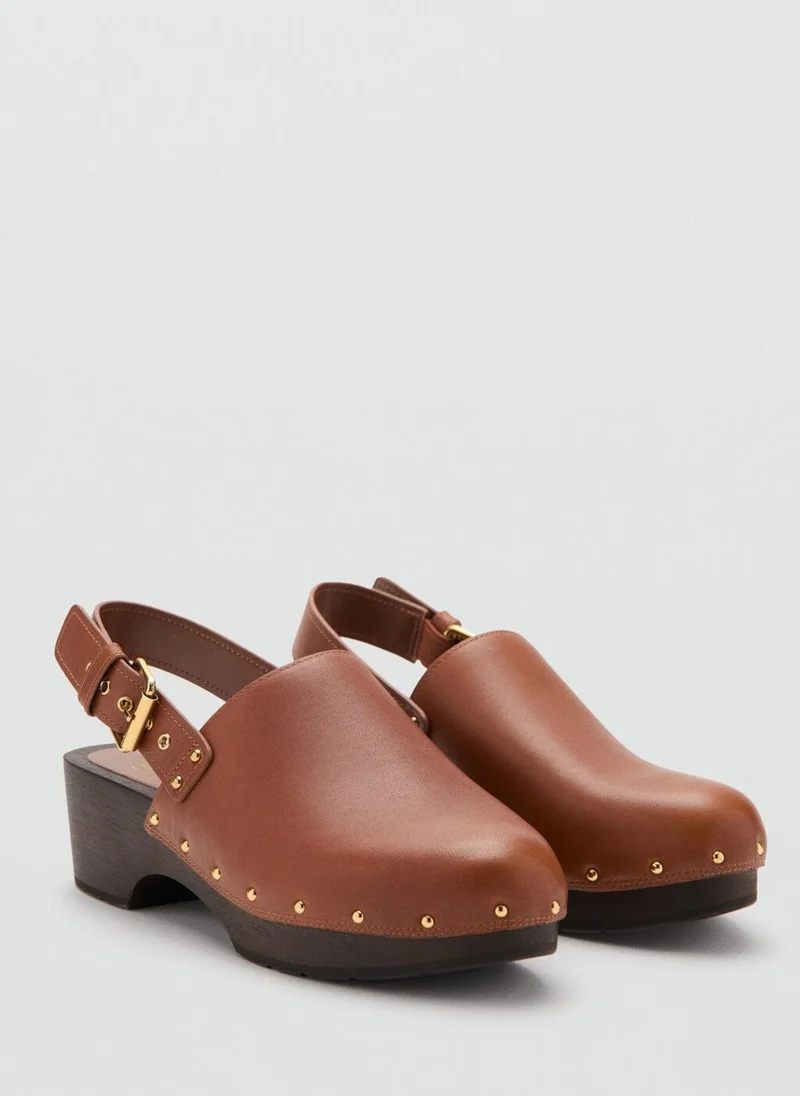 مانجو Leather Heeled Clogs