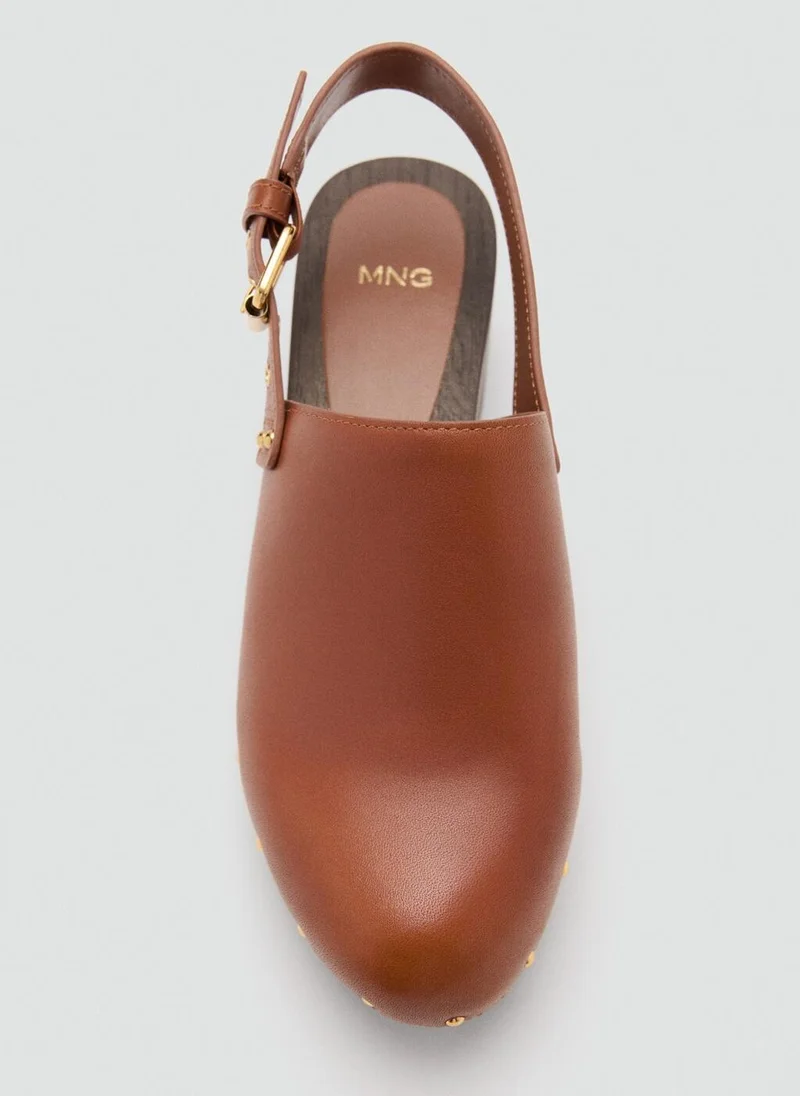 Mango CU-CUERO Leather Heeled Clogs for Women | Best Price UAE