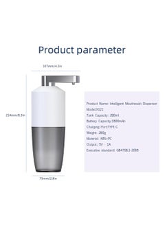 SYOSI Portable Automatic Mouthwash Dispenser, Rechargeable Mouth Wash Pump Cup Digital Display Mouthwash Container Bottle, with 4-Level Dispensing Power, Smart Touch Control for Bathroom Caravans Travel  - Image 5