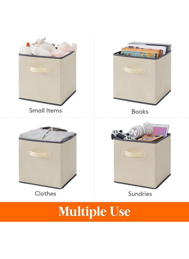 Arabest Collapsible Storage Cubes,Foldable Fabric Bins Multi-color Organizers Decorative Organizing Baskets for Shelves for Closet, Utility Room, Storage Room Set of 12 Beige  - Image 3