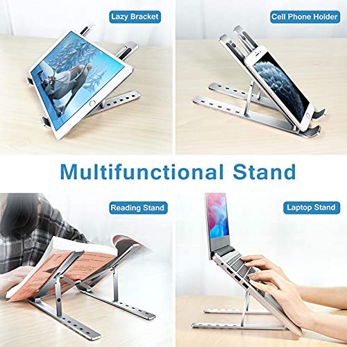 Limeshot LIMESHOT Adjustable Aluminum Portable Laptop Rack Stand for Upto 17 laptops Tablets Mobiles Books with Pouch Dark Grey  - Image 3