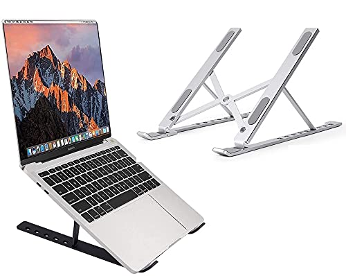 Limeshot LIMESHOT Adjustable Aluminum Portable Laptop Rack Stand for Upto 17 laptops Tablets Mobiles Books with Pouch Dark Grey  - Image 1