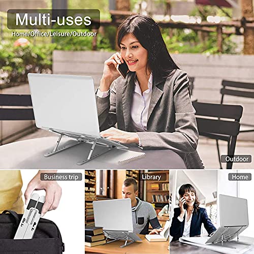 Limeshot LIMESHOT Adjustable Aluminum Portable Laptop Rack Stand for Upto 17 laptops Tablets Mobiles Books with Pouch Dark Grey  - Image 2
