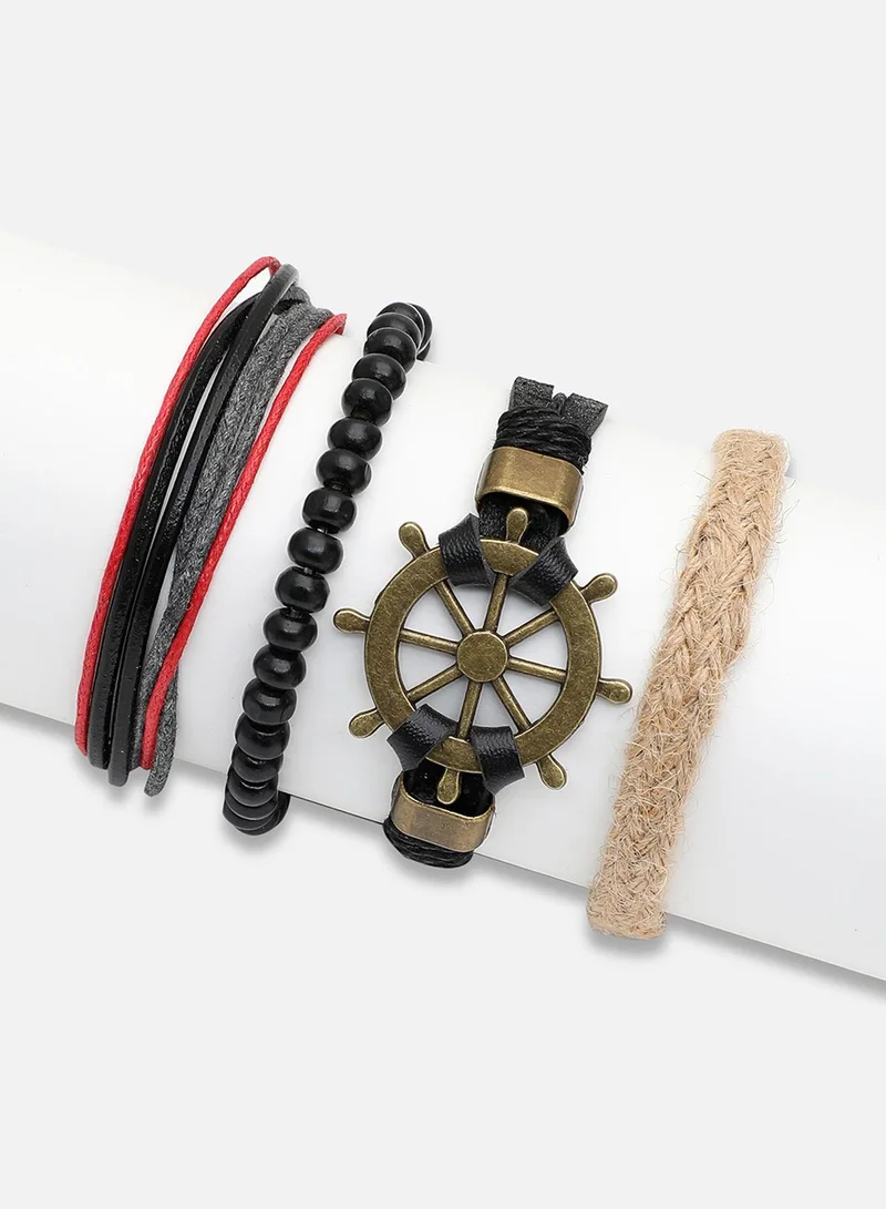 SOHI Trendy Casual Pu Leather Designer Artificial Bracelet Jewellery