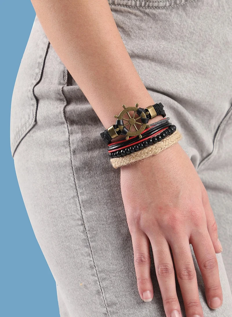 SOHI Trendy Casual Pu Leather Designer Artificial Bracelet Jewellery