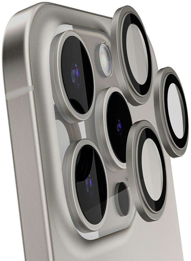 GHOSTEK حامي عدسة الكاميرا من غوستيك زجاج مقسى، صلابة 9H، مقاوم للخدوش، مضاد لبصمات الأصابع، سهل التركيب، غطاء كاميرا شفاف عالي الدقة لآبل آيفون 15 برو وآبل آيفون 15 برو ماكس (تيتانيوم) - Image 1