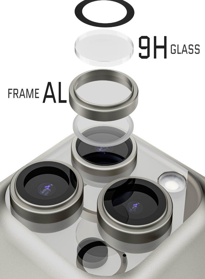 GHOSTEK حامي عدسة الكاميرا من غوستيك زجاج مقسى، صلابة 9H، مقاوم للخدوش، مضاد لبصمات الأصابع، سهل التركيب، غطاء كاميرا شفاف عالي الدقة لآبل آيفون 15 برو وآبل آيفون 15 برو ماكس (تيتانيوم) - Image 3