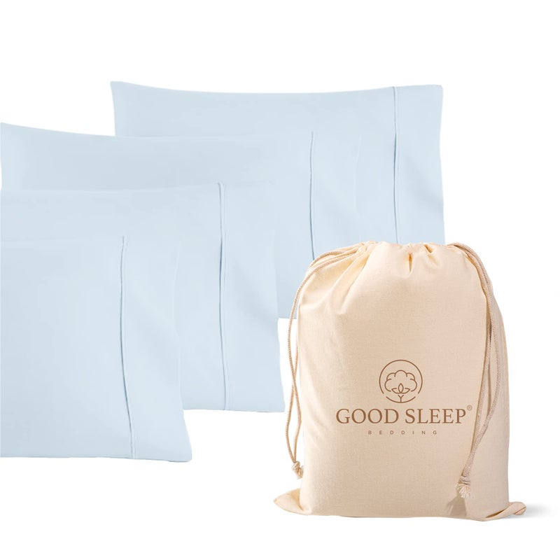 1000 TC Light Blue King Pillowcases Set of 4 100 Egyptian Cotton Pillow Cases with Long Staple Cotton  Sateen Weave Silky Soft Hotel  Like Bed Pillow Covers for Comfy Sleeping Snug Fit