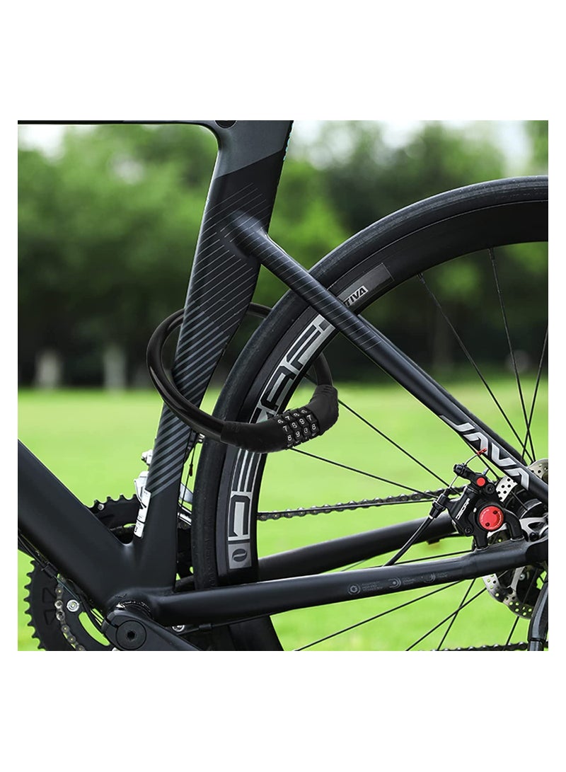 Heavy Duty Bike Lock Cable, 2 Pack Security 4 Digit Resettable Combination Lock, Portable Anti-Theft Cable for Bicycles, Black - Image 2