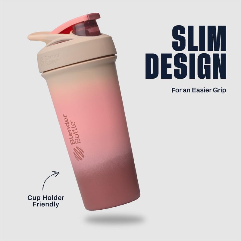 BlenderBottle Sport Sleek Shaker Cup Insulated Stainless Steel Water Bottle with Wire Whisk, 25-Ounce, Berry Fade (Pink) - Image 4
