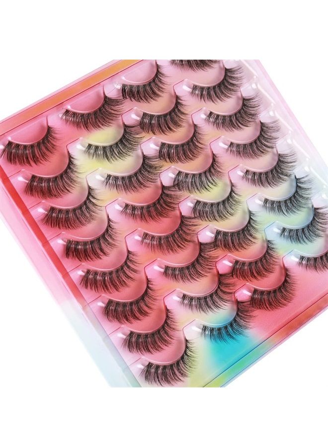 Kiromiro False Eyelashes Natural Look Clear Band Mink Lashes Fluffy 5D Cat Eye Lashes Wispy Faux Mink Strip Lashes Pack by Kiromiro - Image 3