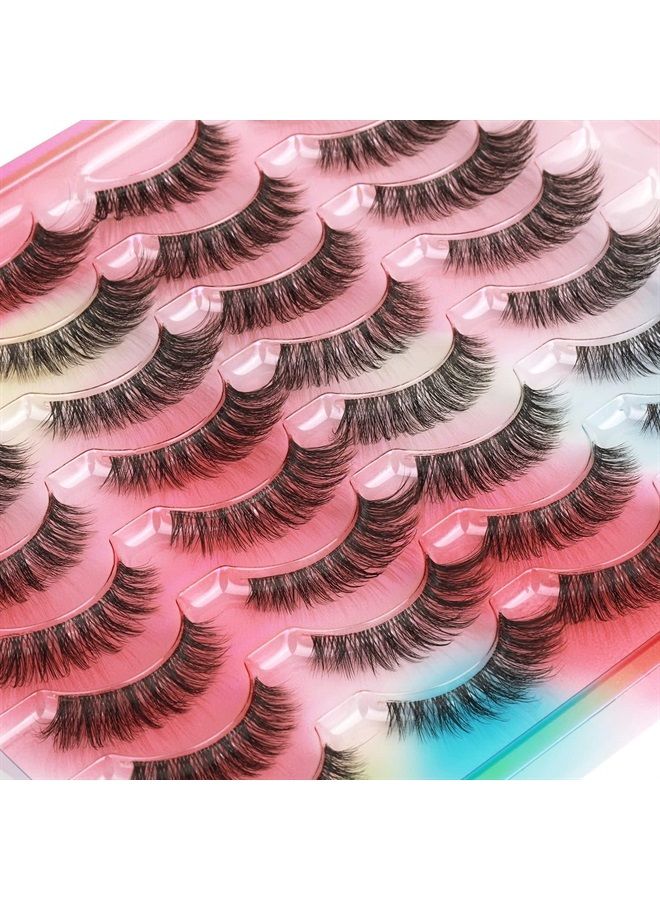 Kiromiro False Eyelashes Natural Look Clear Band Mink Lashes Fluffy 5D Cat Eye Lashes Wispy Faux Mink Strip Lashes Pack by Kiromiro - Image 4