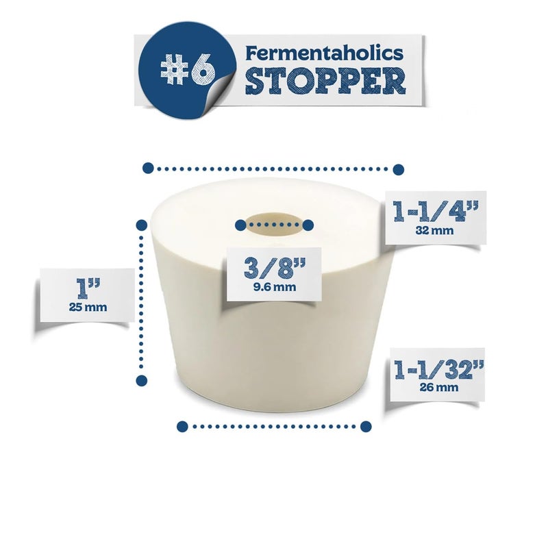 Fermentaholics Fermentation Rubber Stoppers Drilled Bungs For Use With Airlock (#6 Rubber Stopper - 4 Pack) - Image 2