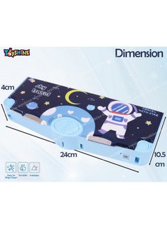 Toyshine Toyshine Button Enabled Double Compartment Pencil Box, Storages And Sharpner For Kids With Tape Dispenser, Sissors - Space Blue - Plastic  - Image 2