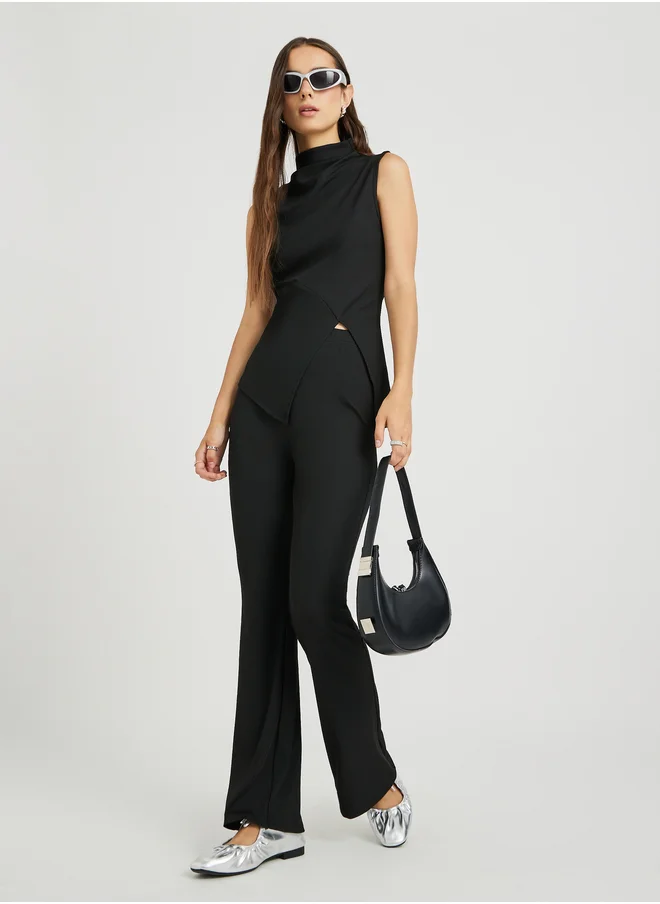 تايك تو Take Two Asymmetrical Hem High Neck Top and Pants Set