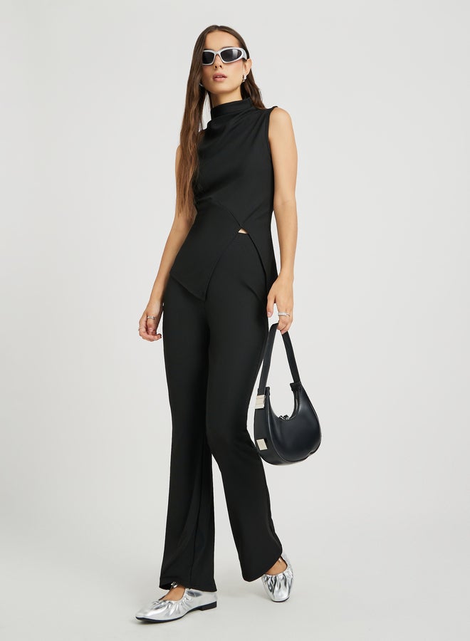 Take Two Take Two Asymmetrical Hem High Neck Top and Pants Set  - Image 2