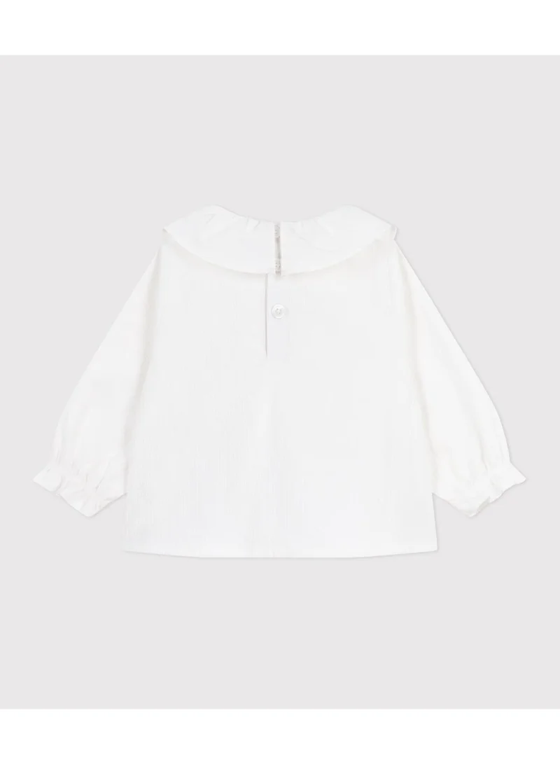 بيتي باتو بلوزة قطنية بأكمام طويلة وياقة مطرزة للأطفال